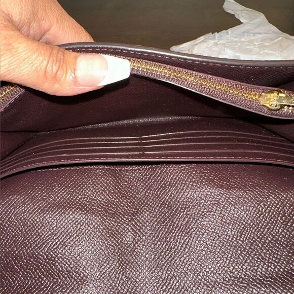 Coach Metallic Raspberry Leather Chain Convertible Crossbody Wristlet - Picture 6 of 8